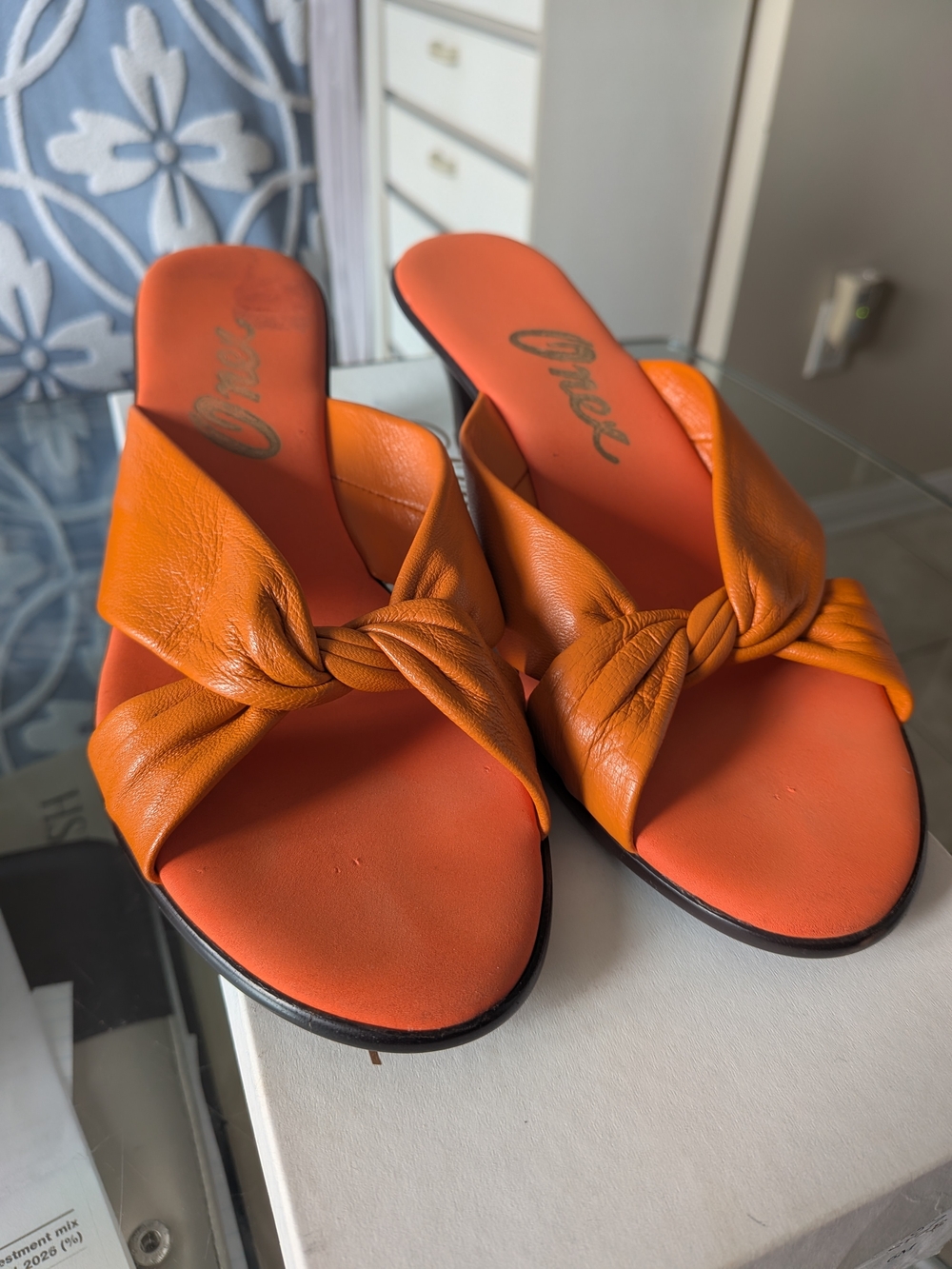 Onex Orange Knot-Front Slide Mules